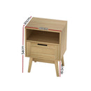 Artiss Rattan Bedside Table 1 Drawer with Shelf - REI Oak - RnR Galore