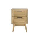 Artiss Rattan Bedside Table 2 Drawers Wood - RIE Oak - RnR Galore