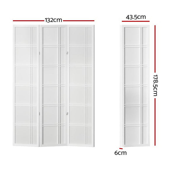 Artiss Room Divider Screen Privacy Wood Dividers Stand 3 Panel Nova White - RnR Galore