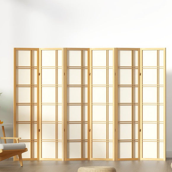 Artiss Room Divider Screen Privacy Wood Dividers Stand 6 Panel Nova Natural - RnR Galore