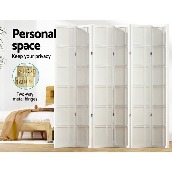 Artiss Room Divider Screen Privacy Wood Dividers Stand 6 Panel Nova White - RnR Galore