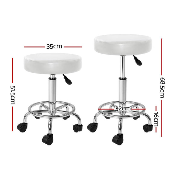 Artiss Salon Stool Round Swivel Chair White - RnR Galore
