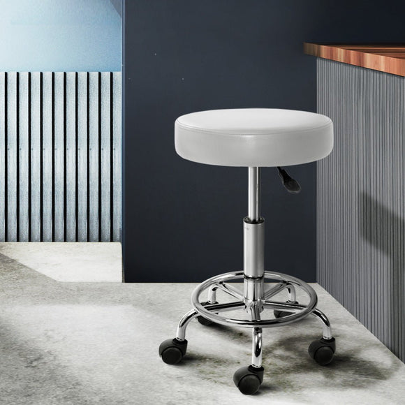 Artiss Salon Stool Round Swivel Chair White - RnR Galore