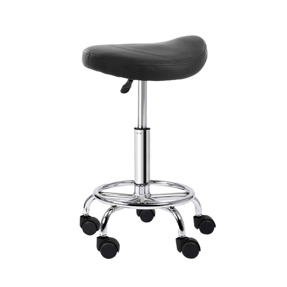 Artiss Salon Stool Saddle Swivel Chair Black - RnR Galore