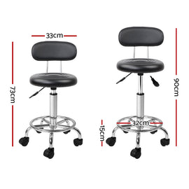 Artiss Salon Stool Swivel Chair Backrest Black - RnR Galore
