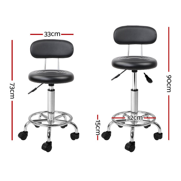 Artiss Salon Stool Swivel Chair Backrest Black - RnR Galore