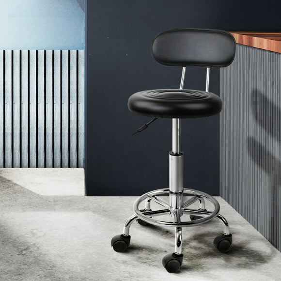 Artiss Salon Stool Swivel Chair Backrest Black - RnR Galore