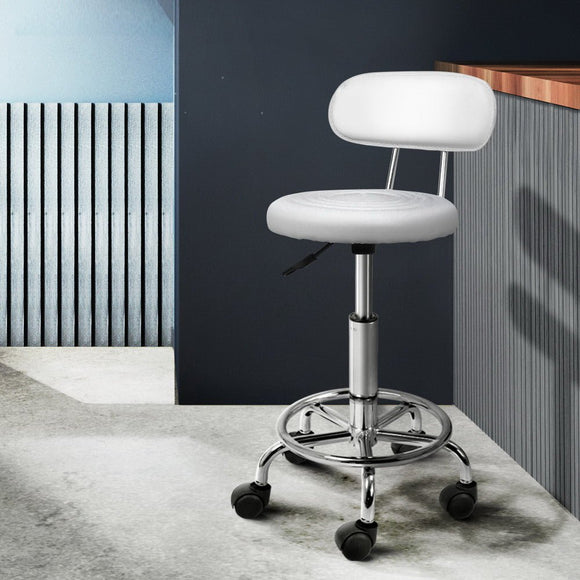 Artiss Salon Stool Swivel Chair Backrest White - RnR Galore
