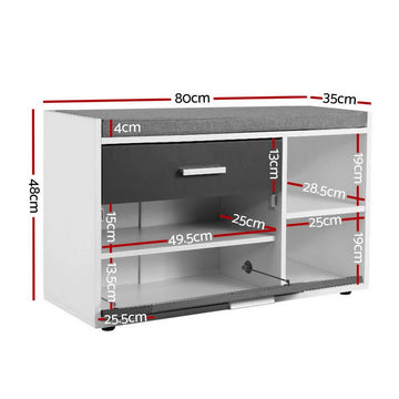 Artiss Shoe Cabinet Bench Shoes Storage Organiser Rack Wooden Cupboard Fabric Seat Adjustable Shelf - RnR Galore