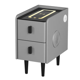 Artiss Smart Bedside Table 2 Drawers with Wireless Charging Ports LED Grey AIDA - RnR Galore