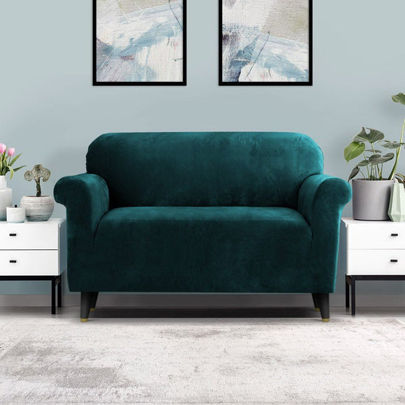 Artiss Sofa Cover Couch Covers 2 Seater Velvet Agate Green - RnR Galore