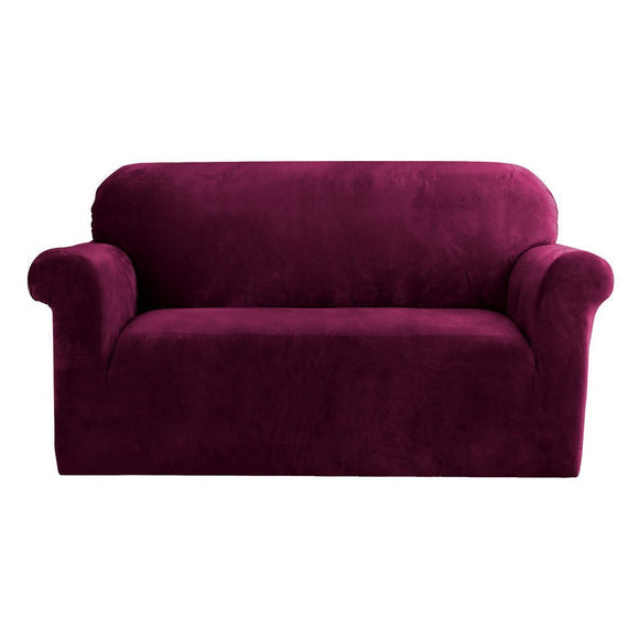 Artiss Sofa Cover Couch Covers 2 Seater Velvet Ruby Red - RnR Galore