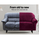 Artiss Sofa Cover Couch Covers 3 Seater Velvet Ruby Red - RnR Galore