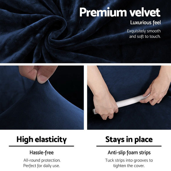 Artiss Sofa Cover Couch Covers 4 Seater Velvet Sapphire - RnR Galore