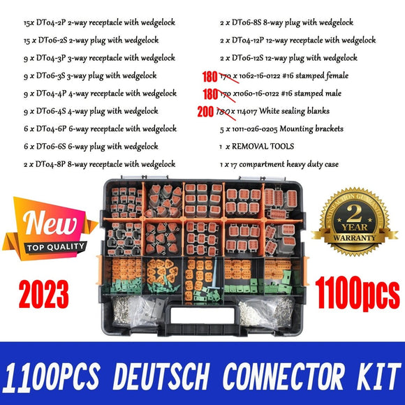 AU 1000 PCS Deutsch DT Connector Kit 14 - 16AWG Stamped Contacts 1100PCS UPGRADE - RnR Galore