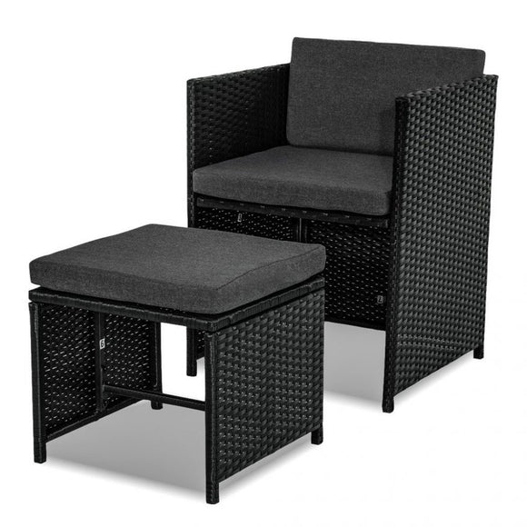 Bali 11 Piece Outdoor Dining Set - Black - RnR Galore