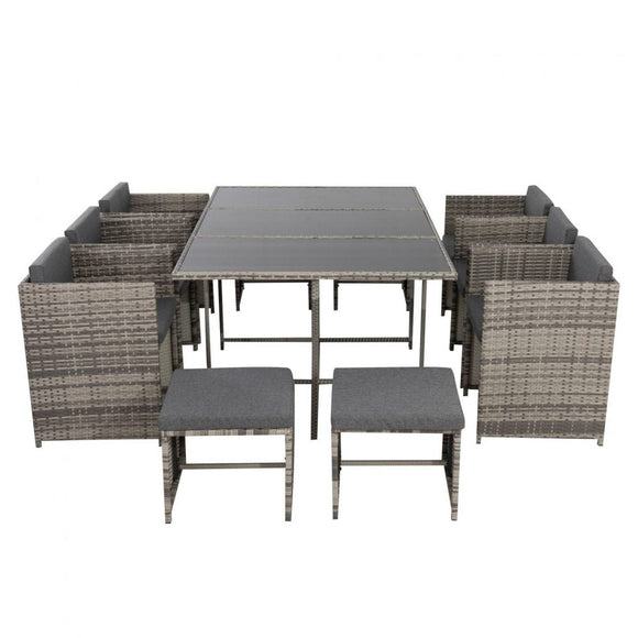 Bali 11 Piece Outdoor Dining Set - Grey - RnR Galore