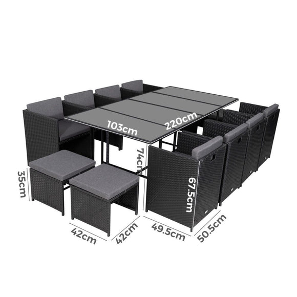 Bali 13PC Outdoor Dining Set - Black - RnR Galore