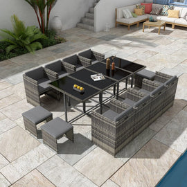 Bali 13PC Outdoor Dining Set - Grey - RnR Galore