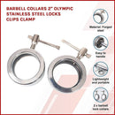 Barbell Collars 2" Olympic Stainless Steel Locks Clips Clamp - RnR Galore