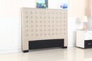 Bed Head Queen Beige Headboard Upholstery Fabric Tufted Buttons - RnR Galore