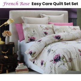 Belmondo French Rose Easy Care Quilt Cover Set King - RnR Galore