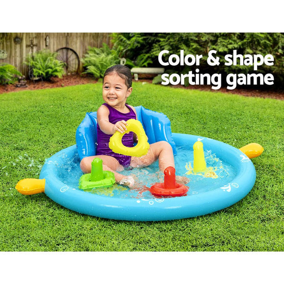 Bestway Kids Pool 115x89x76cm Inflatable Play Swimming Pools w/ Canopy 31L - RnR Galore
