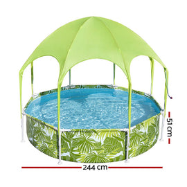 Bestway Kids Pool 244x51cm Steel Frame Swimming Play Pools Canopy 1688L - RnR Galore