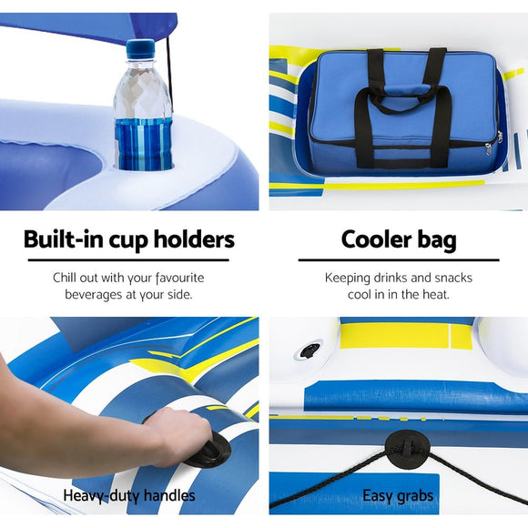 Bestway Pool Float Island Inflatable Lounge 6 - person Seat Canopy - RnR Galore
