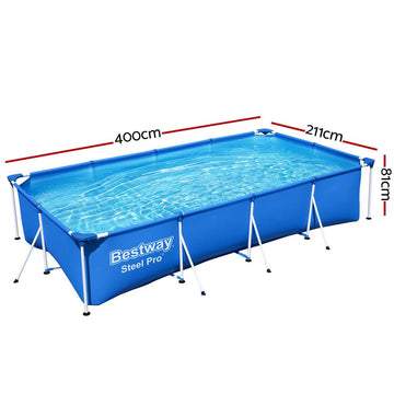 Bestway Swimming Pool 400x211x81cm Steel Frame Above Ground Pools 5700L - RnR Galore