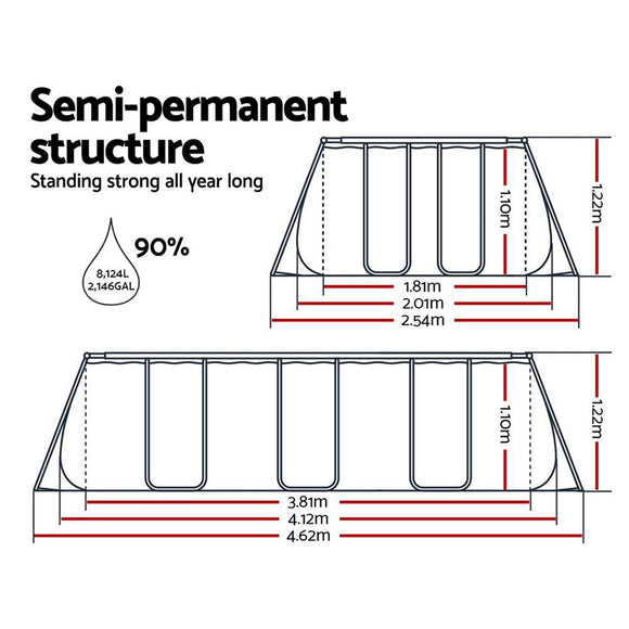 Bestway Swimming Pool 412x201x122cm Steel Frame Above Ground Pools Filter Pump Ladder 8124L - RnR Galore