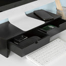 Black Monitor Stand Desk Organizer with 2 Drawers - RnR Galore