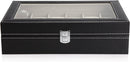 Black PU Leather Watch Organizer Display Storage Box Cases for Men & Women (12 slots) - RnR Galore