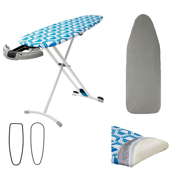 Blue Reversible Premium Large Ironing Board Cover with Underlay 40 x 125 cm - RnR Galore
