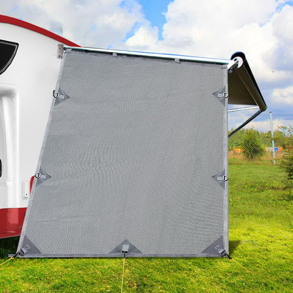 Caravan Privacy Screen Roll Out Awning 1.95 x 2.2M Sun Shade End Wall Side Grey - RnR Galore
