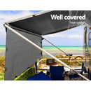 Caravan Privacy Screen Roll Out Awning 4.3X1.95M End Wall Side Sun Shade Grey - RnR Galore