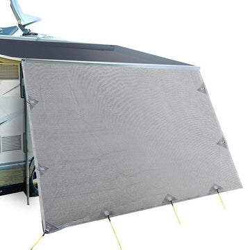Caravan Privacy Screen Roll Out Awning 4.6x1.95M End Wall Side Sun Shade Grey - RnR Galore