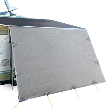 Caravan Privacy Screen Roll Out Awning 4Mx1.95M End Wall Side Sun Shade Grey - RnR Galore