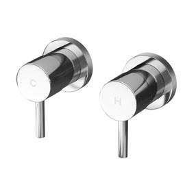Cefito Basin Twin Tap Wall Round Brass Faucet Shower Bathtub Chrome - RnR Galore