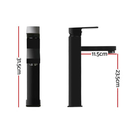 Cefito Bathroom Basin Mixer Tap Square Tall Faucet Vanity Laundry Black - RnR Galore