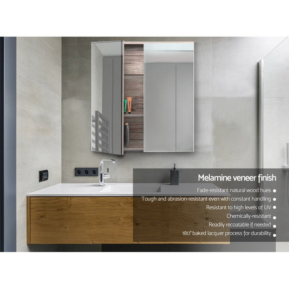 Cefito Bathroom Mirror Cabinet 600x720mm Oak - RnR Galore