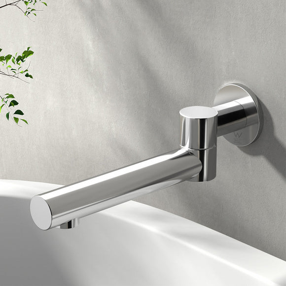 Cefito Bathroom Mixer Spout Wall Bath Tap Round Swivel Bathtub Chrome - RnR Galore