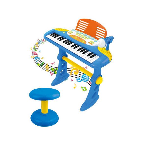 Children's Electronic Keyboard with Stand (Blue) Musical Instrument Toy - RnR Galore