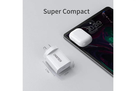 CHOETECH MIX00109 USB - C PD 20W AC Charger Adapter 2 - Pack White - RnR Galore