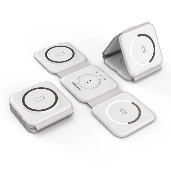 CHOETECH T588 - F - WH 3 - in - 1 Foldable Fast Wireless Charger for Phone/Watch/Earphone - RnR Galore