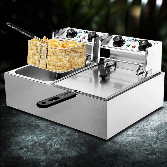 Devanti 20L Electric Commercial Deep Fryer Double Baskets 4400W - RnR Galore