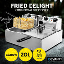 Devanti 20L Electric Commercial Deep Fryer Double Baskets 4400W - RnR Galore
