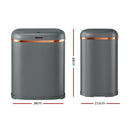 Devanti 38L Motion Sensor Bin Rubbish Automatic Grey - RnR Galore