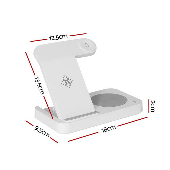 Devanti 4 - in - 1 Wireless Charger Dock Fast Charging for Phone White - RnR Galore