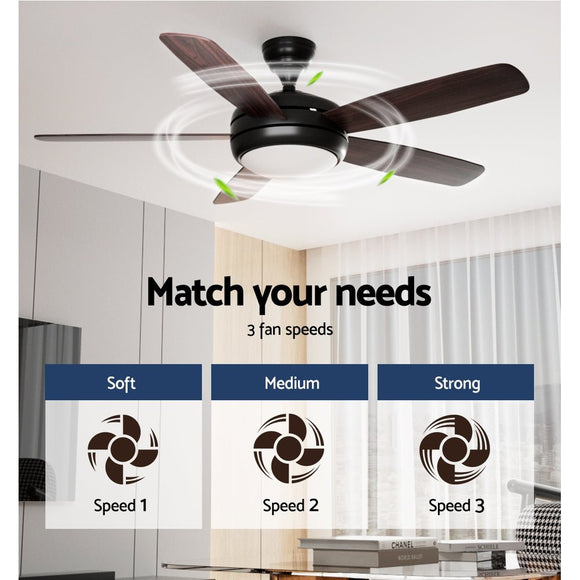 Devanti 52'' Ceiling Fan AC Motor 5 Blades w/Light - Dark Wood - RnR Galore